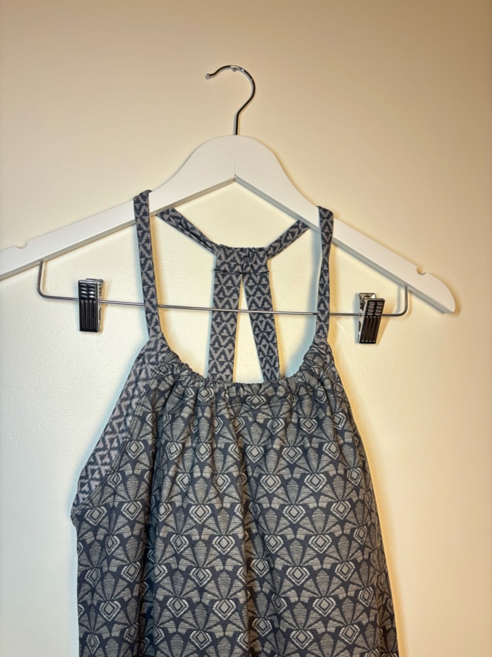 Prana Cali Racerback Grey Black Printed Tank Dress - Picture 4 of 8